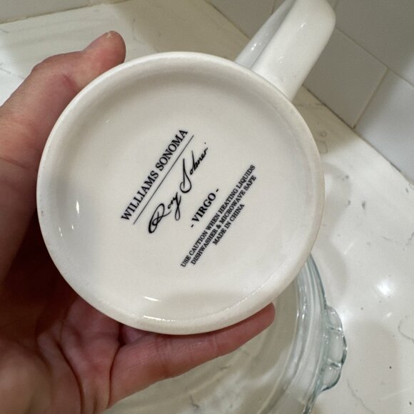 Williams Sonoma Zodiac VIRGO Lg 20oz Coffee Mug Rory Dobner Swan Bird Shades B&W - Picture 11 of 11